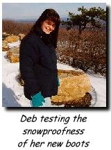 Deb snowtesting her new boots