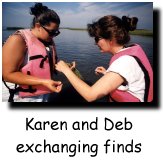 Karen and Deb exchange finds